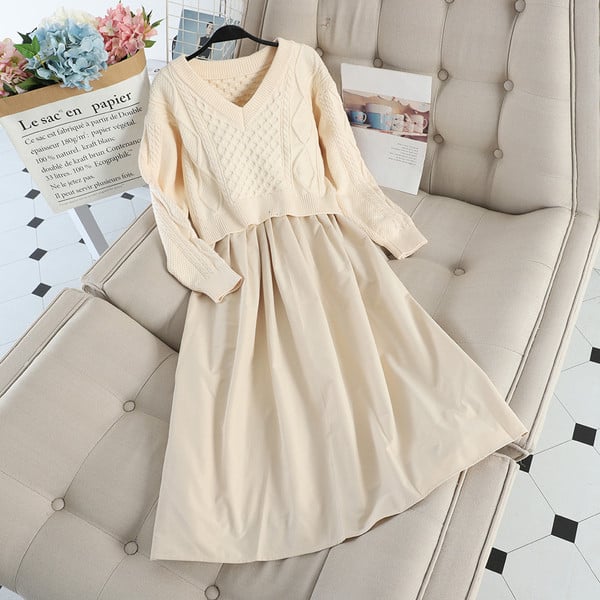 Őszi női szett ruhával és pulóverrel