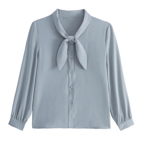 Moodne naiste särk - pikkade varrukatega ja ümara kaelusega