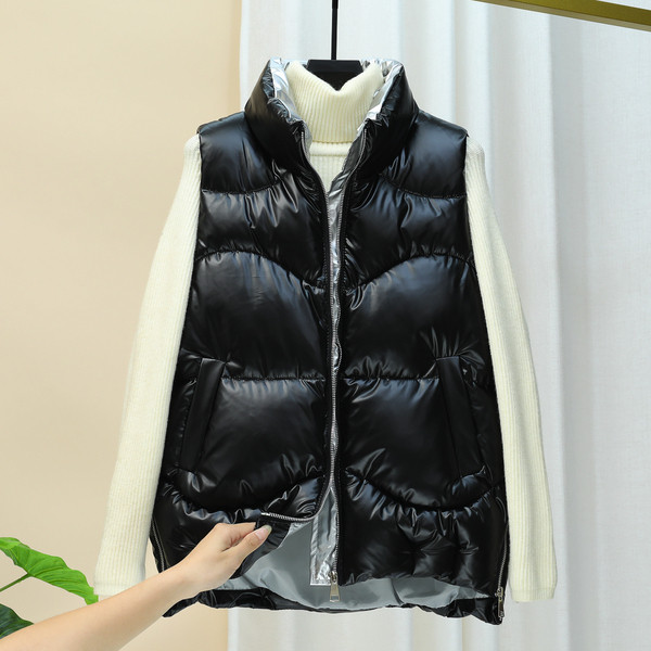 Ikdienas sieviešu ziemas veste ar augstu apkakli