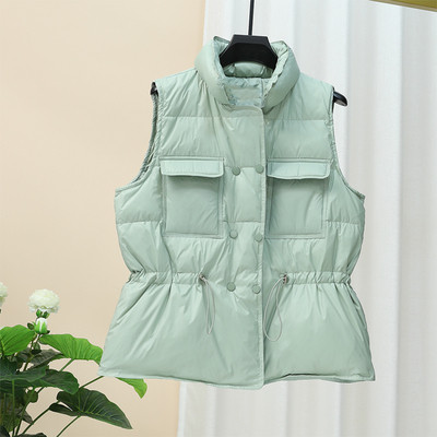 Γυναικείο γιλέκο casual με τσέπες και ψηλό γιακά