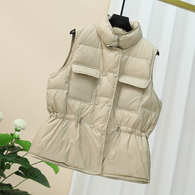 Γυναικείο γιλέκο casual με τσέπες και ψηλό γιακά