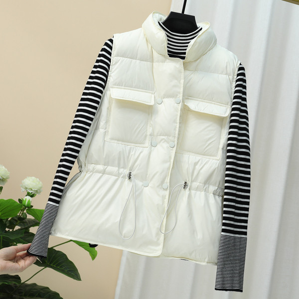 Γυναικείο γιλέκο casual με τσέπες και ψηλό γιακά