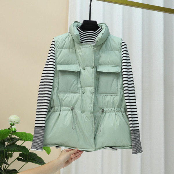 Γυναικείο γιλέκο casual με τσέπες και ψηλό γιακά