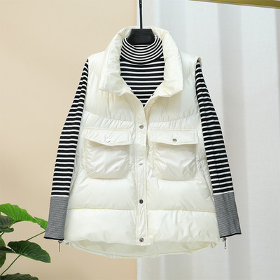 Hétköznapi széles, zsebes női mellény