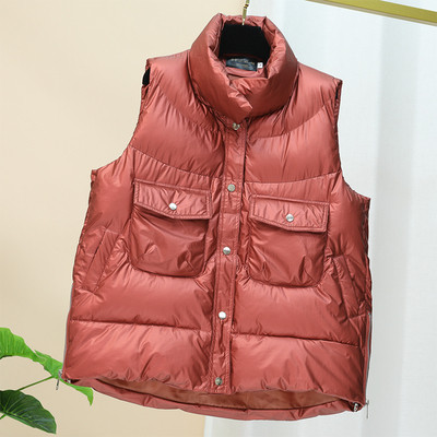 Hétköznapi széles, zsebes női mellény