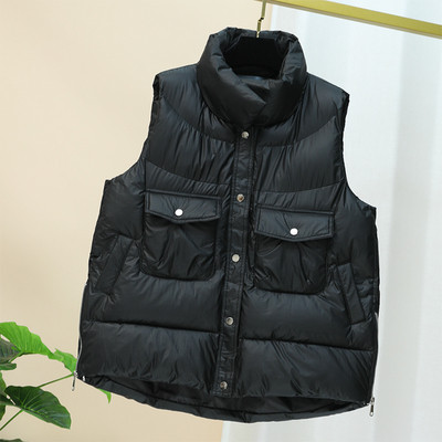 Hétköznapi széles, zsebes női mellény