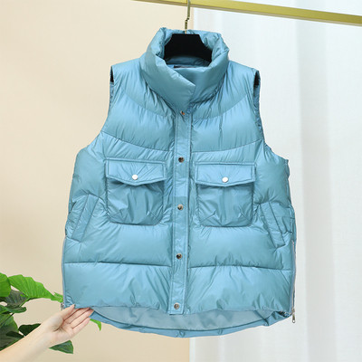 Hétköznapi széles, zsebes női mellény