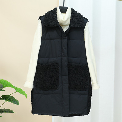 Hosszú női mellény pehellyel és gombokkal