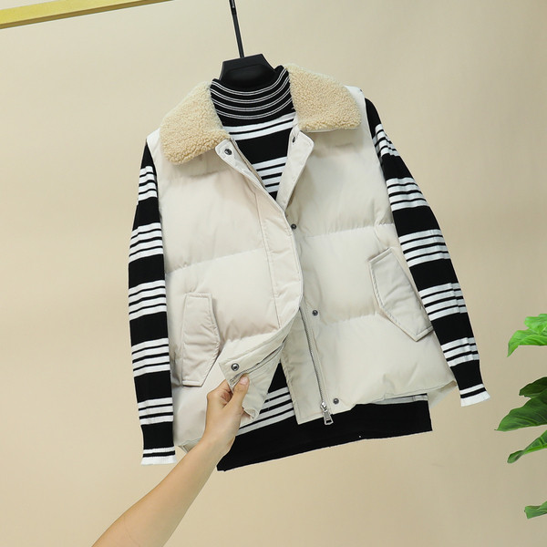 Ikdienas sieviešu veste ar kabatām un apkakli