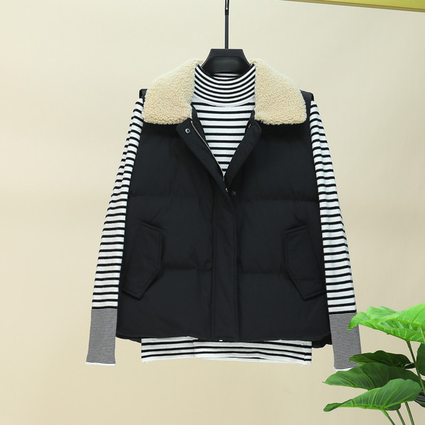 Ikdienas sieviešu veste ar kabatām un apkakli