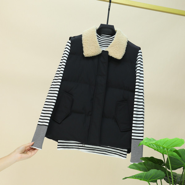 Ikdienas sieviešu veste ar kabatām un apkakli