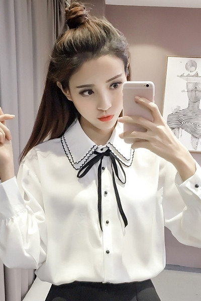 Új modell női ing klasszikus gallérral és hosszú ujjal