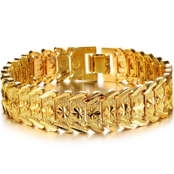 Vīriešu rokassprādze zelta krāsā ar dekoratīvu efektu