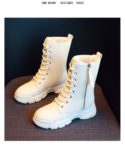 Téli női csizma lekerekített modell fűzővel és cipzárral