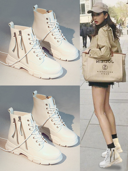 Ženske ležerne čizme s grubim potplatom i patentnim zatvaračima