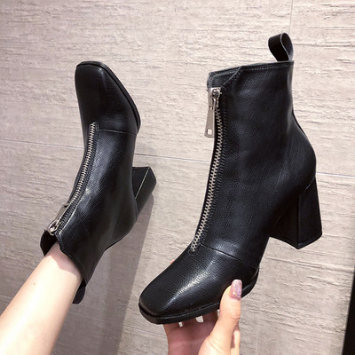 Uus mudel paksu kunstnahast kontsaga naiste saapad