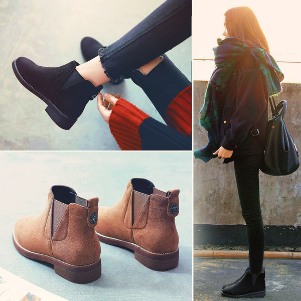 Naiste vabaaja saapad ökoseemisnahast lameda tallaga