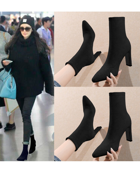 Női zoknis csizma új modellje fekete és bézs színben