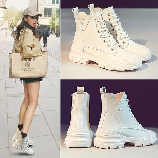 Új modell bőrcsizma durva talppal és fűzős női