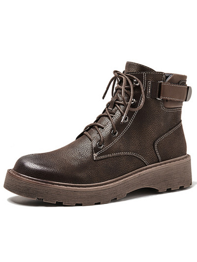 Eko bőrből készült alkalmi női csizma lapos talppal, fűzővel és cipzárral, két modellben