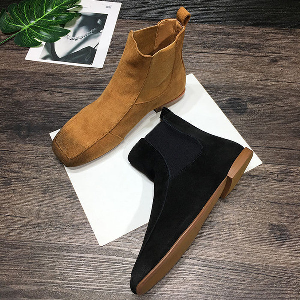 Naiste sügissaapad ökoseemisnahast lameda talla ja kummiga