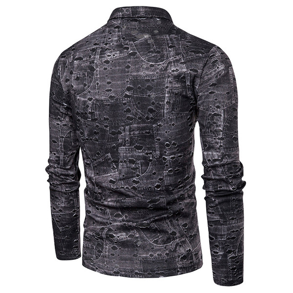 Klassikalise krae ja pikkade varrukatega moodne meeste pluus