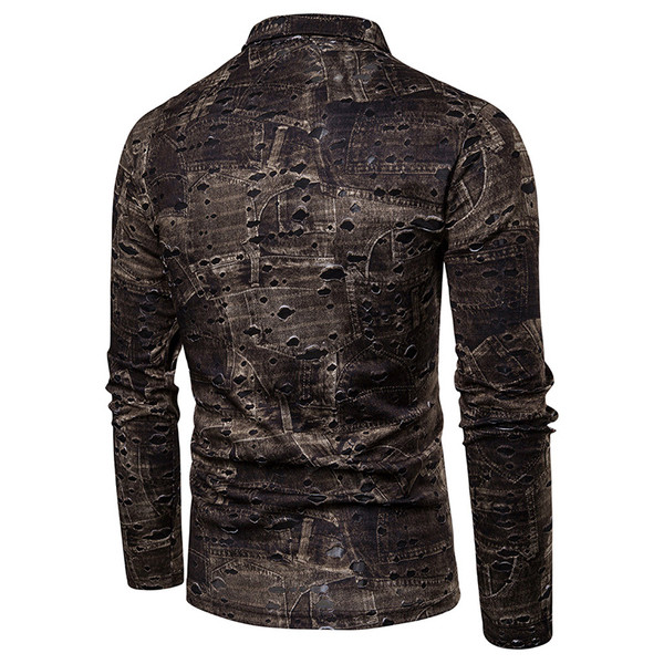 Klassikalise krae ja pikkade varrukatega moodne meeste pluus