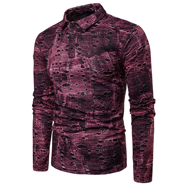 Klassikalise krae ja pikkade varrukatega moodne meeste pluus