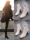 Öko bőrből készült, vastag sarkú, hétköznapi női csizma