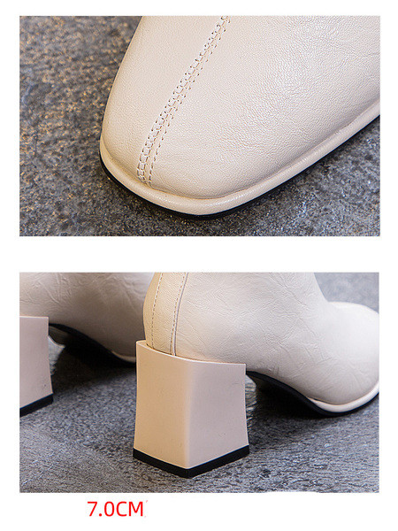 Öko bőrből készült, vastag sarkú, hétköznapi női csizma