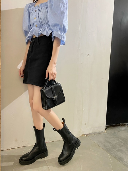 Puhtast ökonahast kõrge tallaga vabaaja naiste saapad