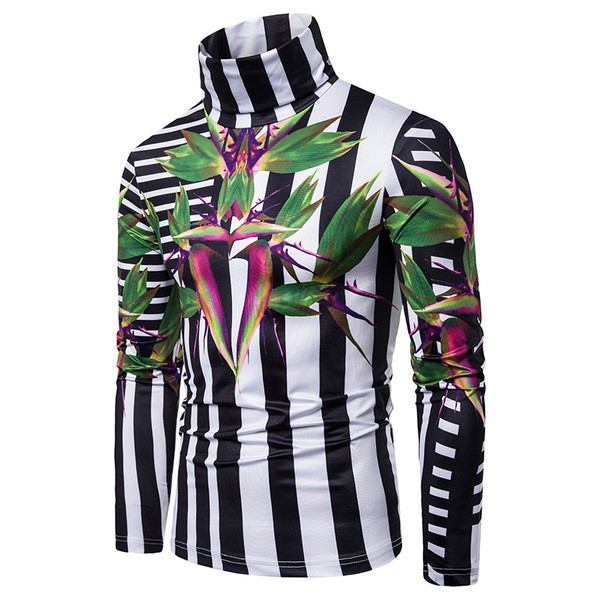 Modern csíkos férfi blúz polo gallérral