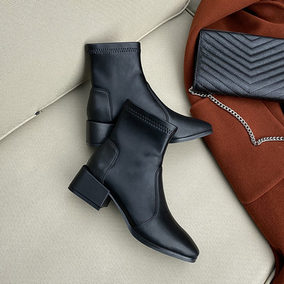 Γυναικείες μπότες casual με τακούνι 4,5 cm  μυτερό μοντέλο
