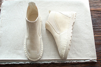 Női alkalmi csizma eco velúrból, lapos talppal