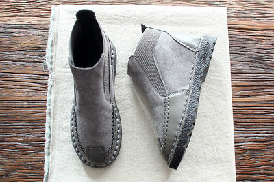 Női alkalmi csizma eco velúrból, lapos talppal