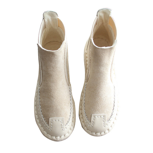 Női alkalmi csizma eco velúrból, lapos talppal