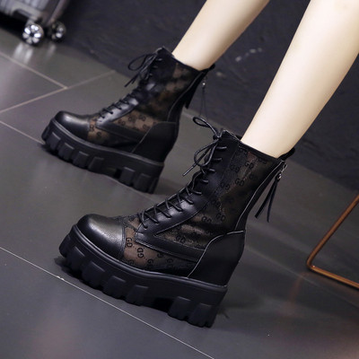 Νέο μοντέλο γυναικείες μπότες με κορδόνια και ψηλή σόλα