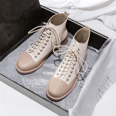 Casual γυναικείες μπότες από οικολογικό δέρμα γ - με ή χωρίς θερμή επένδυση