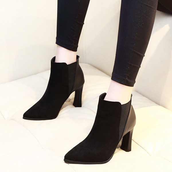 Öko-seemisnahast moodsad naiste saapad - kontsa kõrgus 9 cm