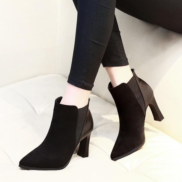 Öko-seemisnahast moodsad naiste saapad - kontsa kõrgus 9 cm