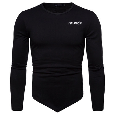 Μοντέρνο ανδρικό μπλουζάκι ασύμμετρο μοντέλο με οβάλ ντεκολτέ