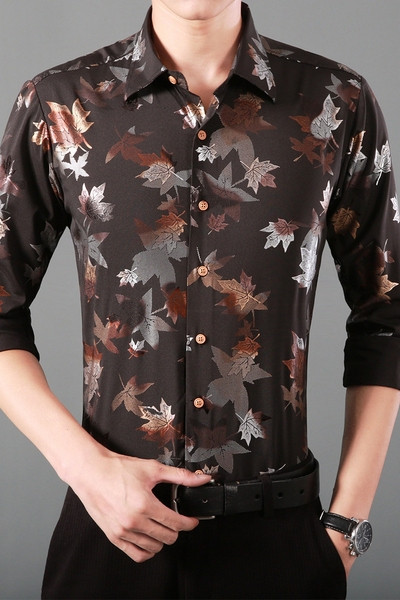 Férfi hosszú ujjú ing három modell őszi levelek virágmotívumával
