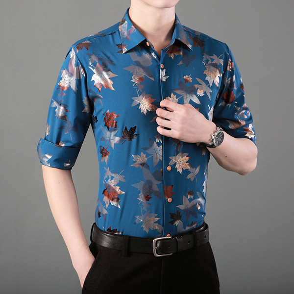 Férfi hosszú ujjú ing három modell őszi levelek virágmotívumával