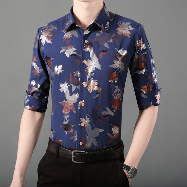 Férfi hosszú ujjú ing három modell őszi levelek virágmotívumával