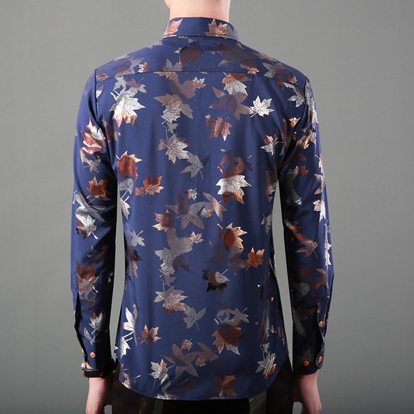 Férfi hosszú ujjú ing három modell őszi levelek virágmotívumával