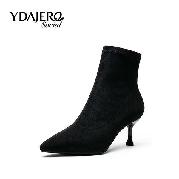 Modern női eco velúr csizma vékony sarokkal