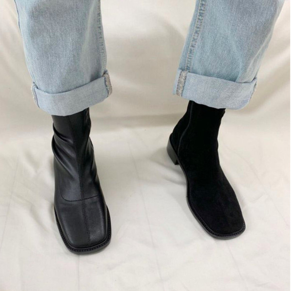 Eko bőrből készült alkalmi zokni cipzárral