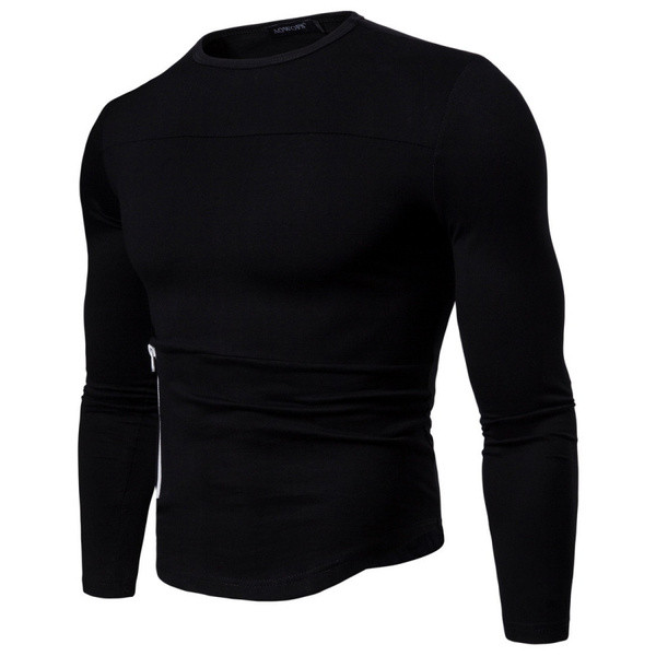 Aktuális férfi blúz ovális nyakkivágással és cipzárral