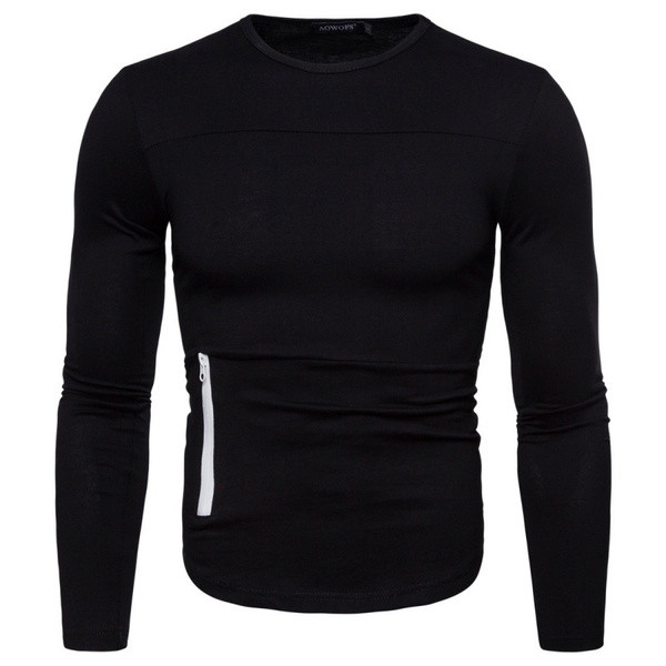 Aktuális férfi blúz ovális nyakkivágással és cipzárral