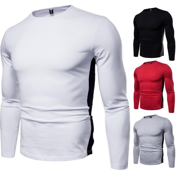 Meeste vabaaja pluus ovaalse kaelusega tavaline mudel